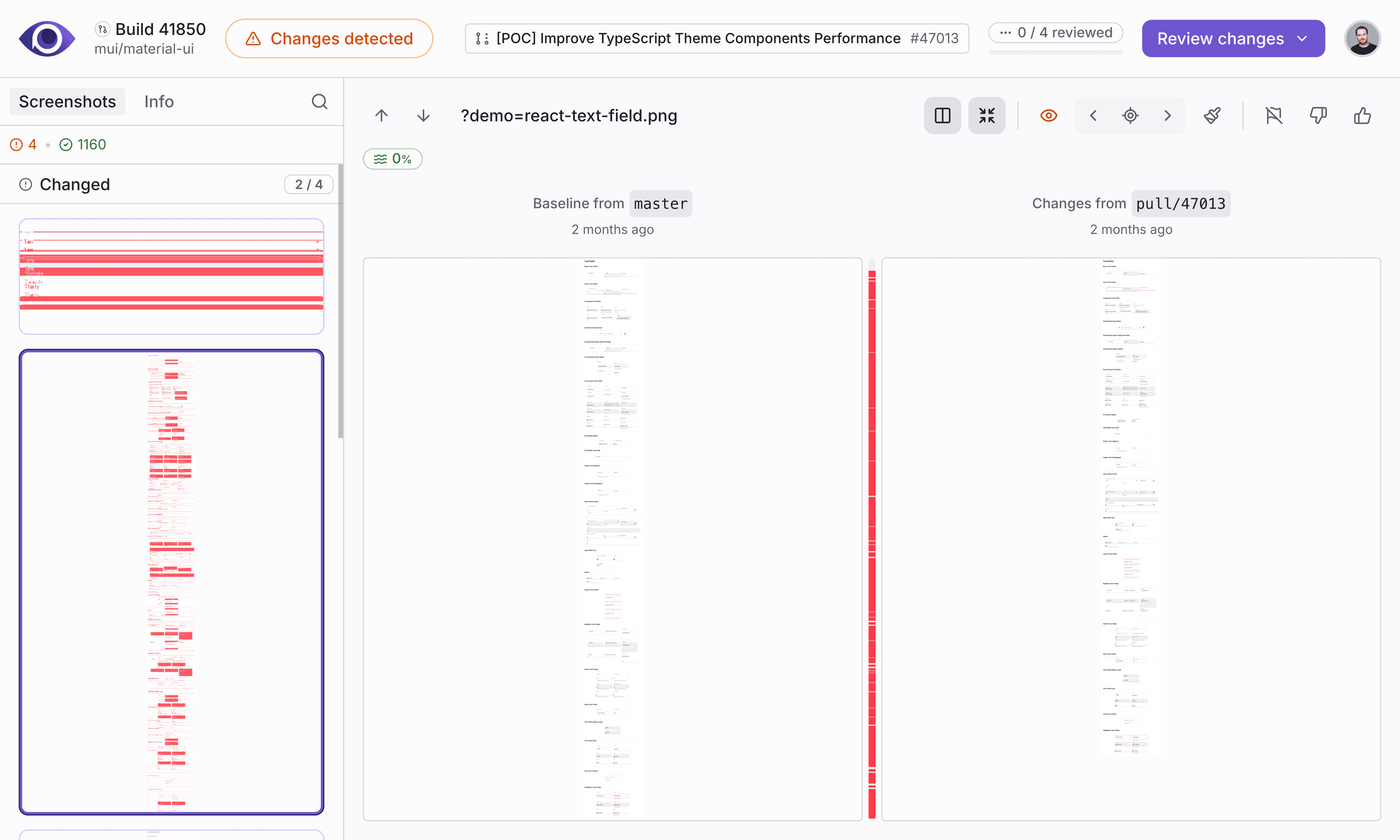 Screenshot of a MUI build of Argos